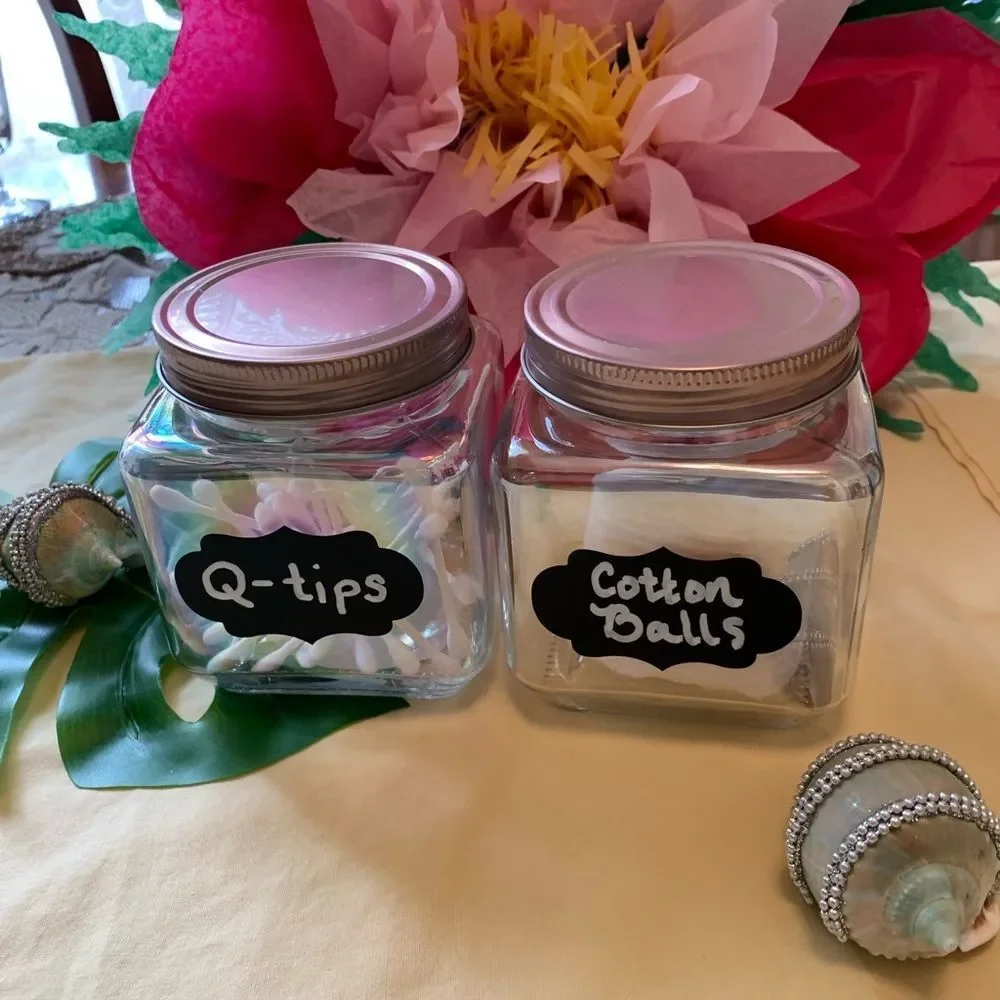 2 Iridescent Rainbow Chalkboard Storage Jars